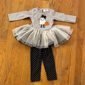 Adorable Ghost Tutu Costume with Polka Dot Leggings